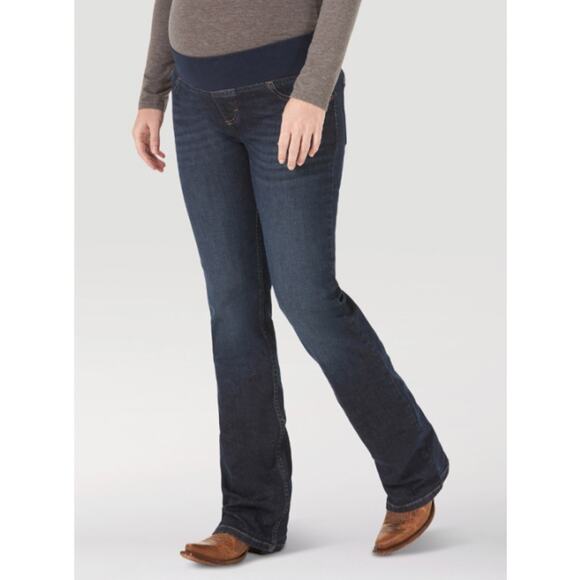 Wrangler Retro Mae Mid Rise Boot Cut Maternity Jeans 9 x 30 Blue Stretch Comfort - Picture 3 of 10